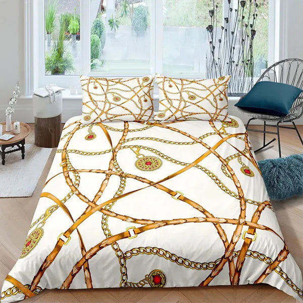 Bedding sets Luxury Baroque Modern Art 3D Golden Lion Animal Linen Set Duvet Cover 23 PCS Single Double Microfiber 221117