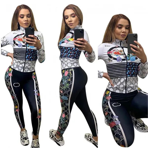 23GG Womens Designer TrackSuits cardigan Zipper Jacket pullover Jogger Pants Luxury letter print Two Piece Set Female slim Tracksuits Women's Clolthing