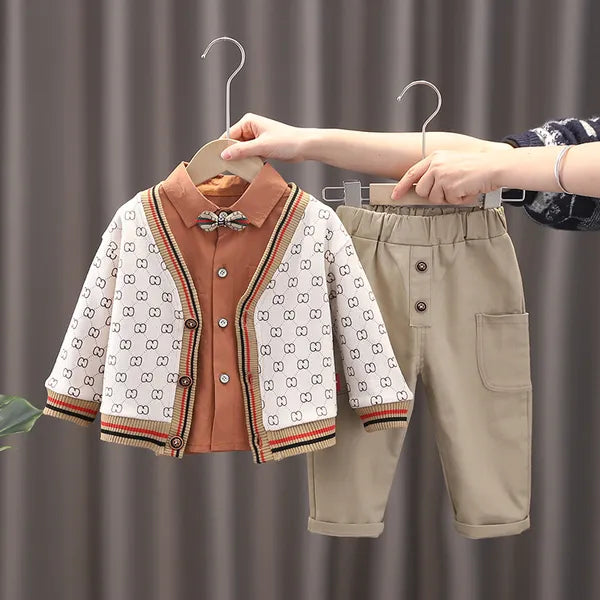 Baby Boys Clothes Sets Spring Autumn Kids Fashion Cotton Knitting Cardigan Shirt Pants 3pcs for Children Boys Sports Suit