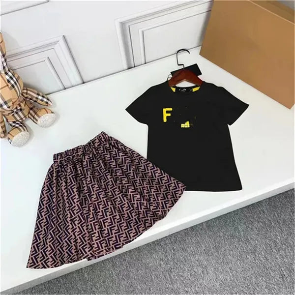 boys clothes Designer Kids Clothing Sets Classic Brand Baby Girls Clothes Suits Fashion Letter Skirt Dress Suit Childrens Clothes 2 Colors High Quality B03