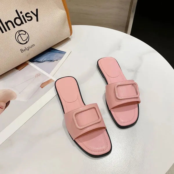 2024 Summer sandal flip flops mule Slide flat designer shoe for Woman man Beach sandale outdoor sport shoe Casual Slipper Signature Sliders luxury Cowhide Flat Shoes