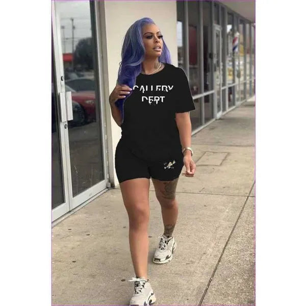 Plus Size Casual Designer Tracksuit For Women Summer Fashion Short Sleeve T-shirt Shorts Suit Sports Two Piece Set