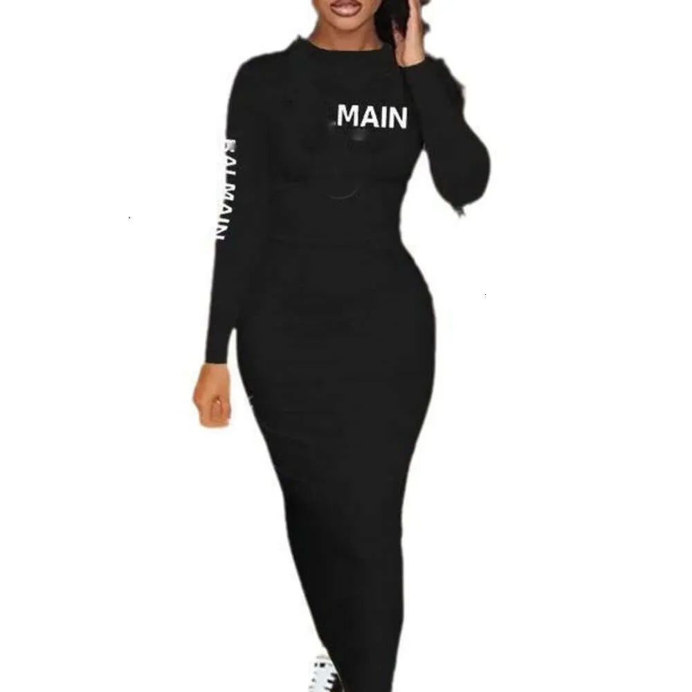 Basic & Casual Dresses Designer Slim Fit Dress For Women Maix Long Sleeve Skims Autumn Fall Fashion Bodycon Sexy Sling Letter Printed Clothes flus oversize MHPZ