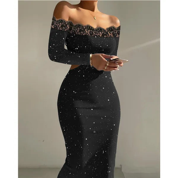 Casual Dresses Women Elegant Long Sleeve O Neck High Waist Corset Cocktail Dress Prom Gown Sexy Fashion Mesh Party Evening