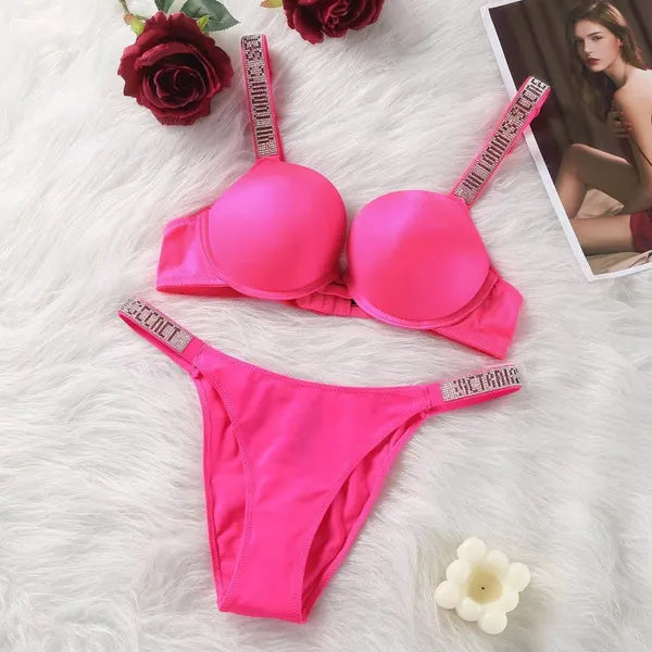 Bras Sets womens lingerie sexy erotic porn panties underwear set underwears woman Bra Panty 2 Piece Push Up Sexy Underwear Briefs Set Letter Print Lingerie