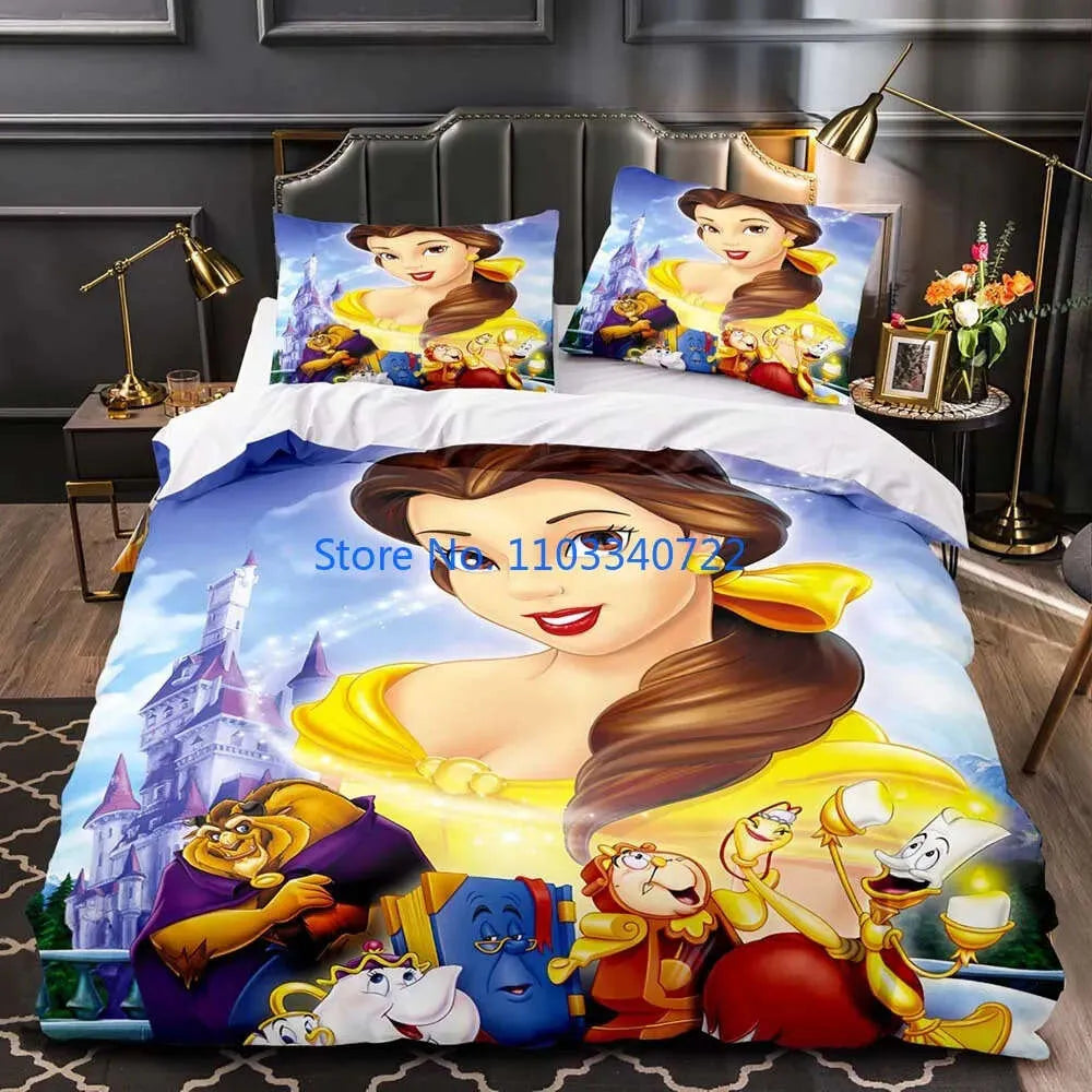 3D Printed Beauty Beast Bedding Sets, Down Duvet Covers, Boys and Girls Bedding, Bedroom Decorations