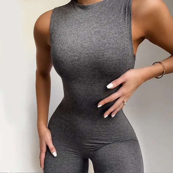 Women's Jumpsuits Rompers Hugcitar sleeveless bodycon jumpsuit summer women fashion stretchy outfits white black solid body romper 230630