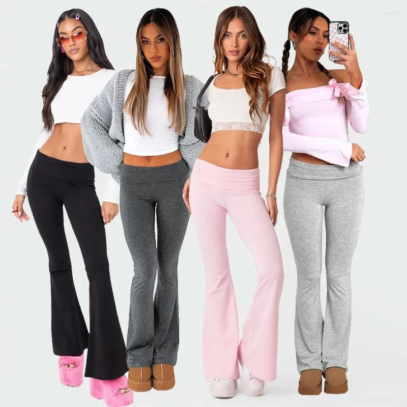 Women's Pants Solid Flare Elegant Pant Cargo Leggings Trousers Y2K 2024 Women Winter Clothes Pencil Casual Bell Bottom Sweat Sexy Jogger