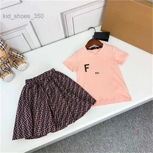 boys clothes Designer Kids Clothing Sets Classic Brand Baby Girls Clothes Suits Fashion Letter Skirt Dress Suit Childrens Clothes 2 Colors High Quality B03