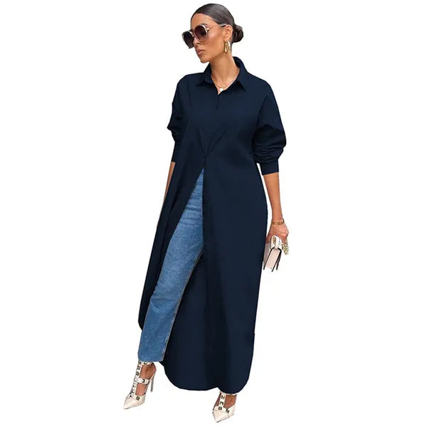 Casual Dresses Loose Long White Shirt Dress Women Spring Clothes Button Up Sleeve Maxi For Streetwear Oversized