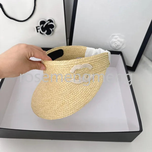 Womens Designer Brand Double Letter Straw Hat Visors Cap Top Sun Hat Inverted Embroidery Knitted Hat Cap Men Woman Wide Brim Hats Summer Bucket Hats Outdoor Beach Hats