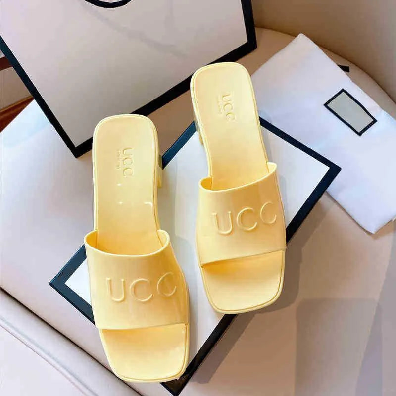 72% OFF designer jelly cool fashion super fire high waterproof platform bottom thick heel slippers guc62