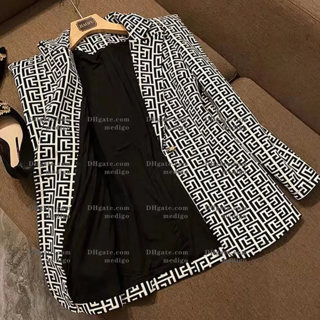 B820 Womens Suits Blazers Tide Brand High-Quality Retro Fashion designer Gray Series Suit Jacket Lion Double-Breasted Slim Plus Size Women's Clothing