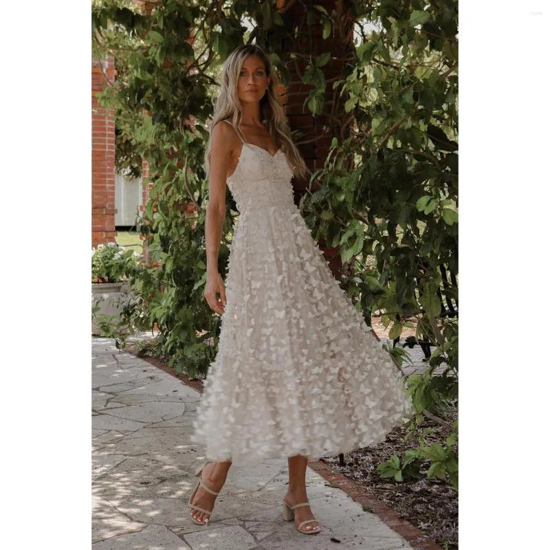 Casual Dresses White 2023 Women Elegant Party Dress Butterfly Patchwork Loungewear Sleeveless Sling Maxi Female Vacation Summer