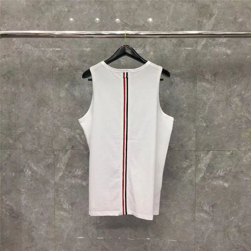 Summer T Shirt Sleeveless Designer Vest Breathable Mens Shirts Tank Striped Back Cotton Vests Asian Size M-5XL