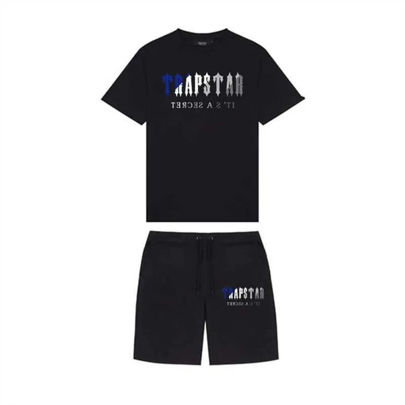 Men's T-Shirts 2023 New Summer TRAPSTAR Printed Cotton TShirt Men Beach Shorts Sets Streetwear Tracksuit Men's Sportswear Z0221