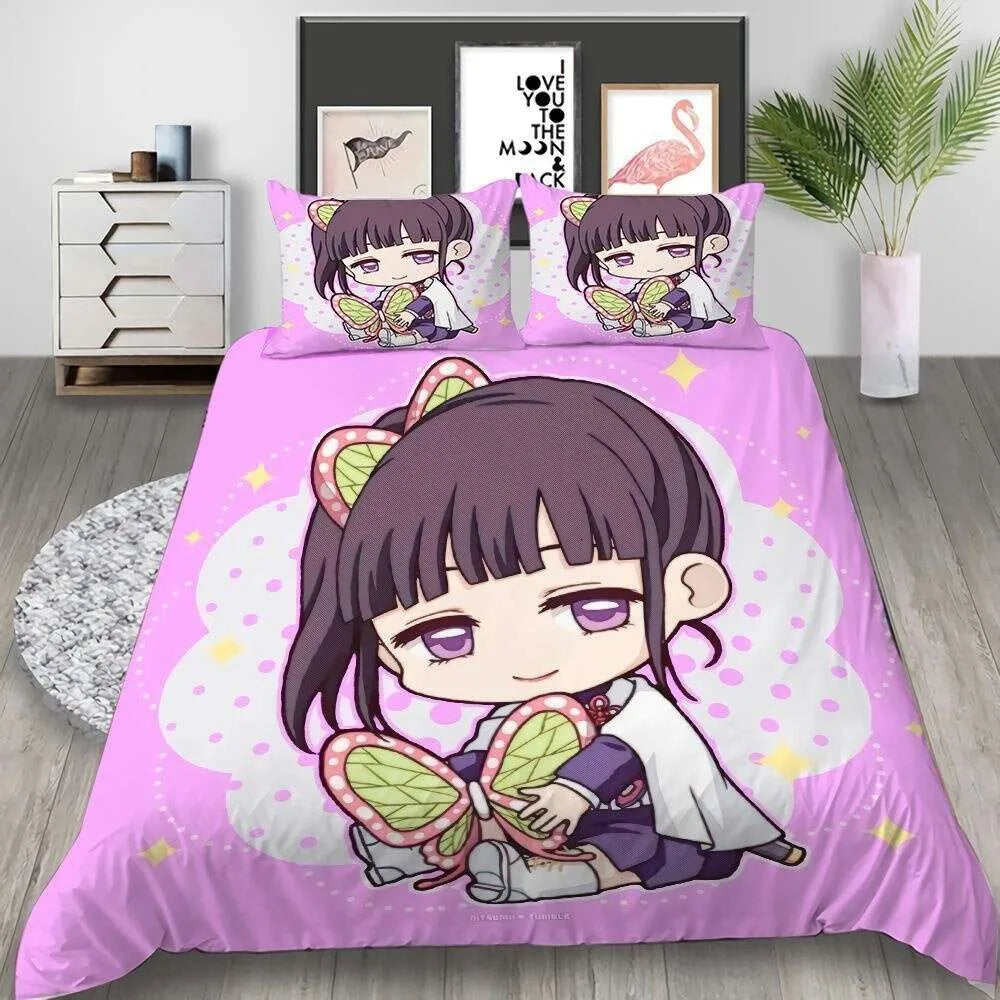 Cartoon Demon Slayer Set Duvet Covers Japan Anime 3D Printed Comforter Bedding Sets Bedclothes Bed Linen(no Sheet)