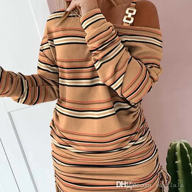 Designer One Shoulder Dresses 2023 Spring Women Plus Size 3XL Clothing New Printed Long Sleeve Skirt