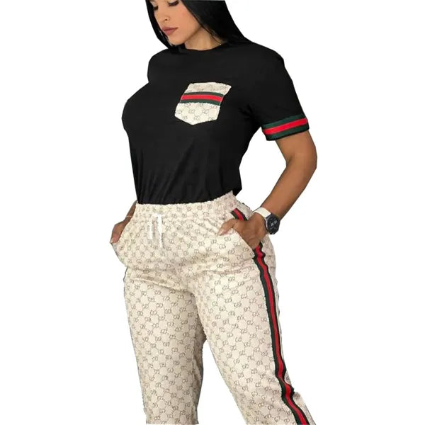 Women's Tracksuits Sports Tops and Pants Set Woman 2 Pieces Letter Pattern Two Peice Matching Sets Sexy Party Night Birthday Outfits Festival Clothing