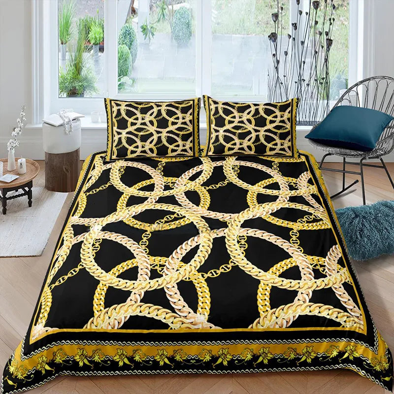 Bedding sets Luxury Baroque Modern Art 3D Golden Lion Animal Linen Set Duvet Cover 23 PCS Single Double Microfiber 221117