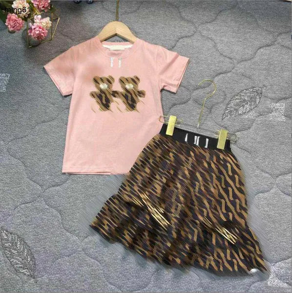 Brand Clothing Sets Baby Girls Designer Dress Suits Kids Clothing Sets Girls Skirt Childrens Clothes Sets Letter Clothing