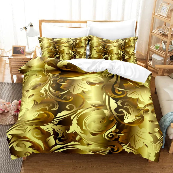 Bedding sets 3D Luxury Black Gold Bedding Sets Greek Key Meander Duvet Cover Sets Bed Linens Queen King Size Modern Geometric Bedspread 230605