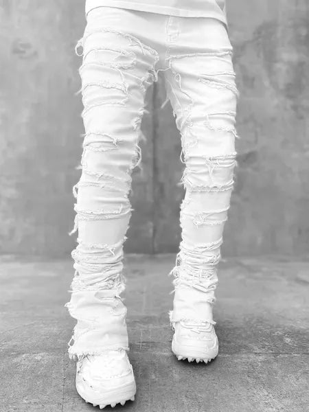 AAA Jeans mens designer jeans for mens pants man white black rock revival jeans biker Pants man pant Broken hole embroidery Hip Hop Denim Pants letter jeans pantalones