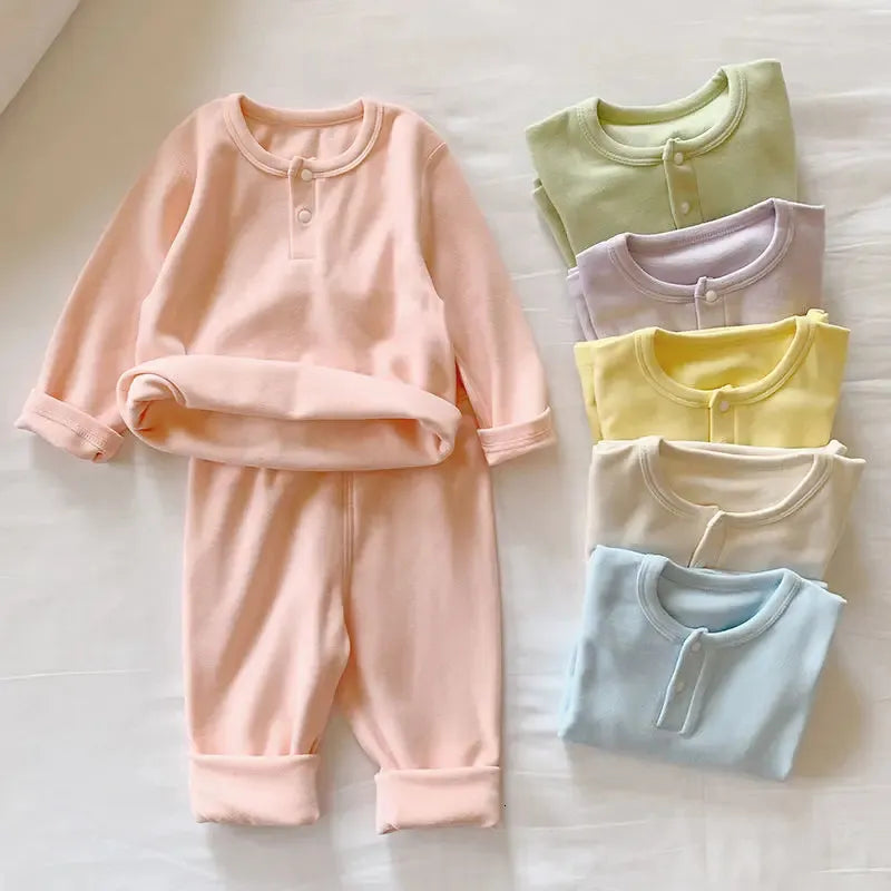 Baby Kids Pajamas Sets Long Sleeve Pijamas TopsPants 2pcs Cotton Boys Sleepwear Suit Autumn Girls Children Clothing 240325