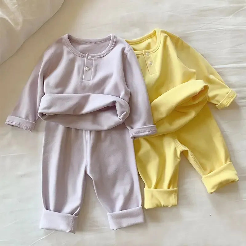 Baby Kids Pajamas Sets Long Sleeve Pijamas TopsPants 2pcs Cotton Boys Sleepwear Suit Autumn Girls Children Clothing 240325