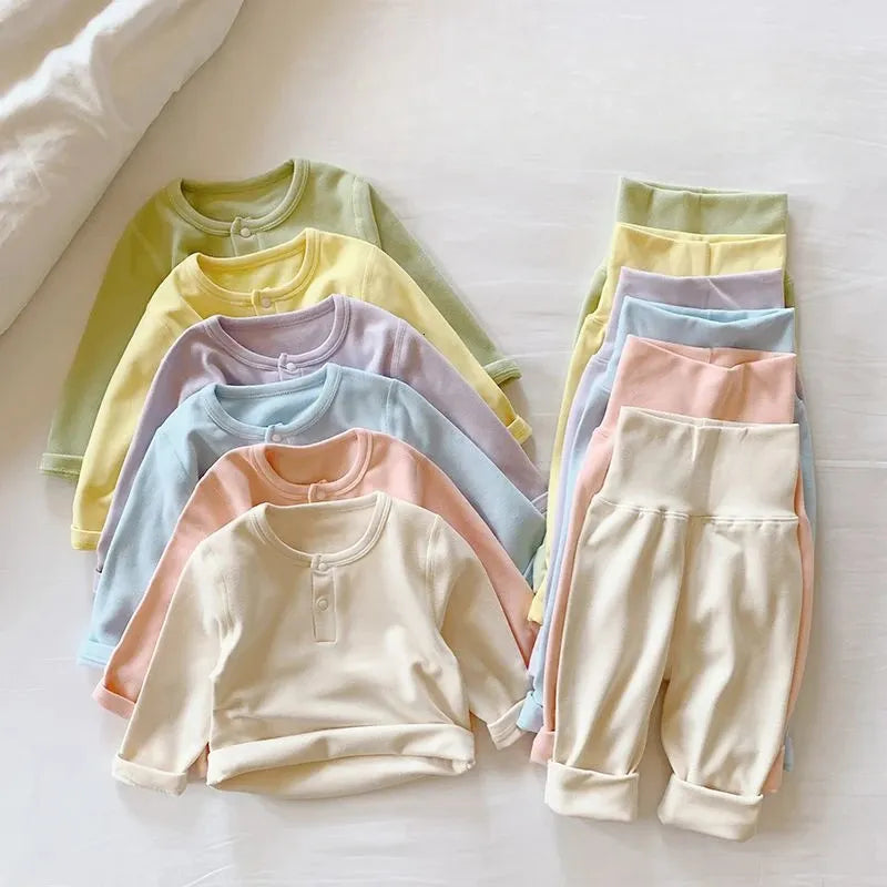 Baby Kids Pajamas Sets Long Sleeve Pijamas TopsPants 2pcs Cotton Boys Sleepwear Suit Autumn Girls Children Clothing 240325