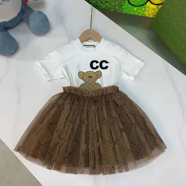 boys clothes Designer Kids Clothing Sets Classic Brand Baby Girls Clothes Suits Fashion Letter Skirt Dress Suit Childrens Clothes 5 Colors High Quality