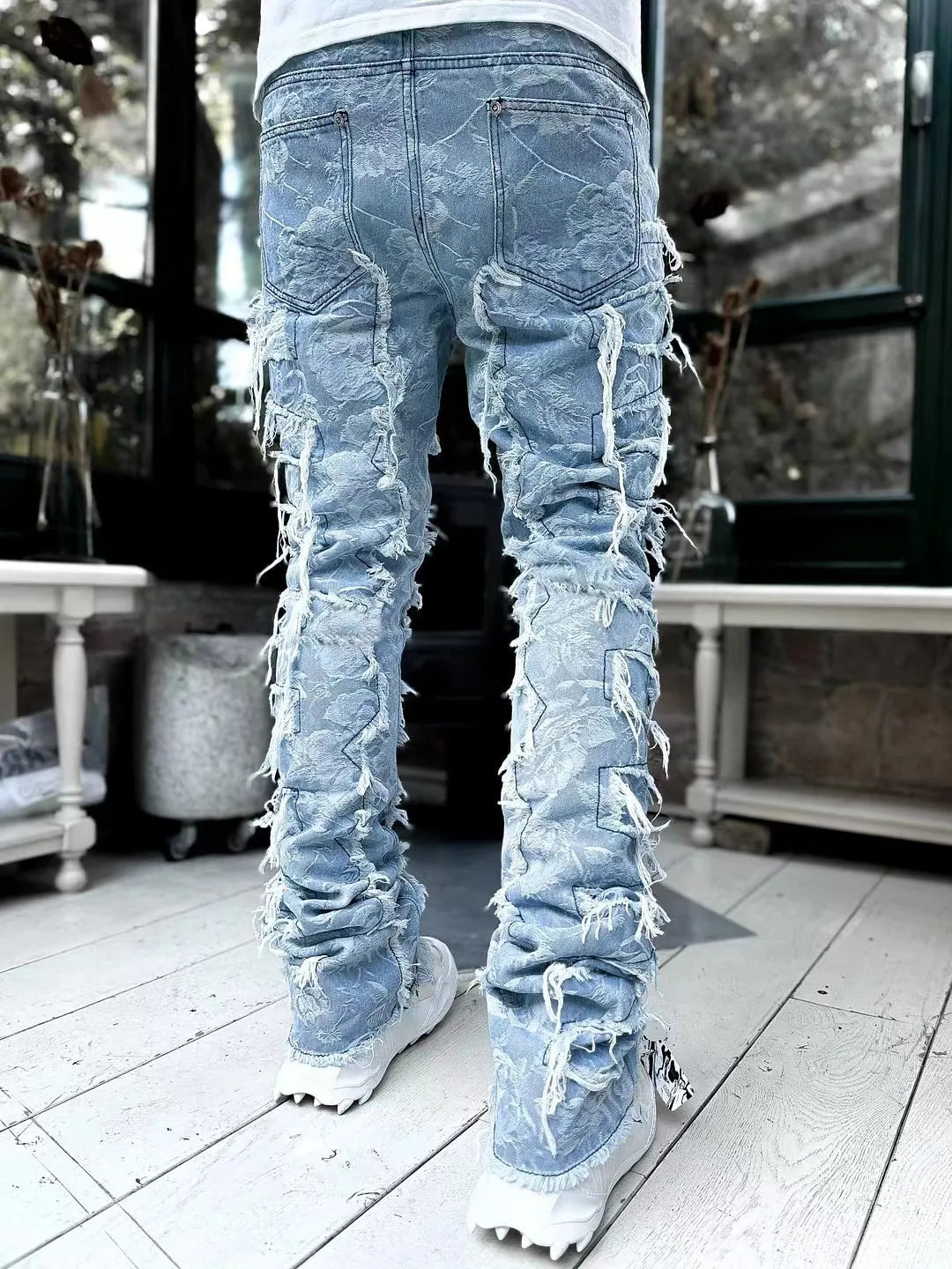 AAA Jeans mens designer jeans for mens pants man white black rock revival jeans biker Pants man pant Broken hole embroidery Hip Hop Denim Pants letter jeans pantalones