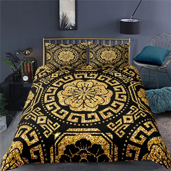 Bedding sets Luxury 3D Golden Baroque style Print 23Pcs Kids Bedding Set Comfortable Duvet Cover Pillowcase Home Textile Queen and King Size 230324