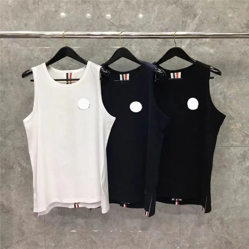 Summer T Shirt Sleeveless Designer Vest Breathable Mens Shirts Tank Striped Back Cotton Vests Asian Size M-5XL