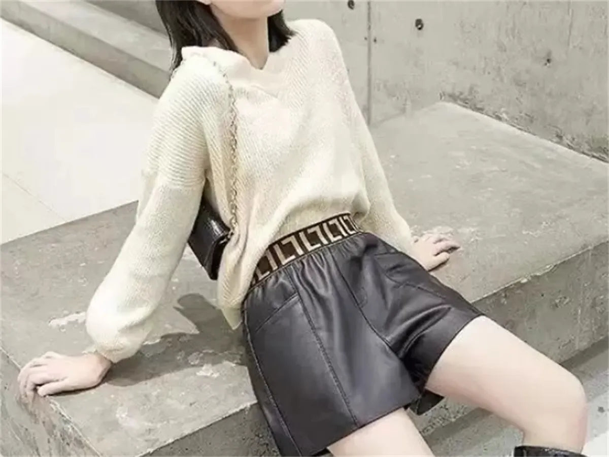 Fashion Casual PU leather Dresses Spring Summer Shorts Sexy Short Skirts Womens Elegant one-piece Set Female Women's Sexy Club Party Skirt Female