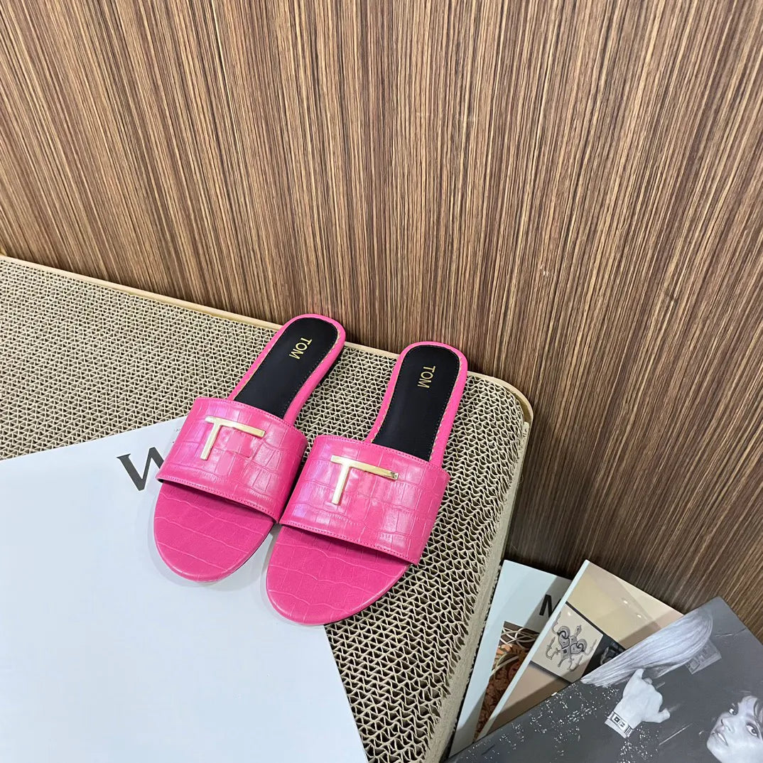 2024 New fashion Sandals Designer Women's tom black flip flop men ford miui Rubber Flat Sliders luxury sandale Hotel Mule Slide Summer mius loafer Beach Slipper