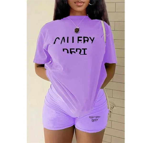 Plus Size Casual Designer Tracksuit For Women Summer Fashion Short Sleeve T-shirt Shorts Suit Sports Two Piece Set