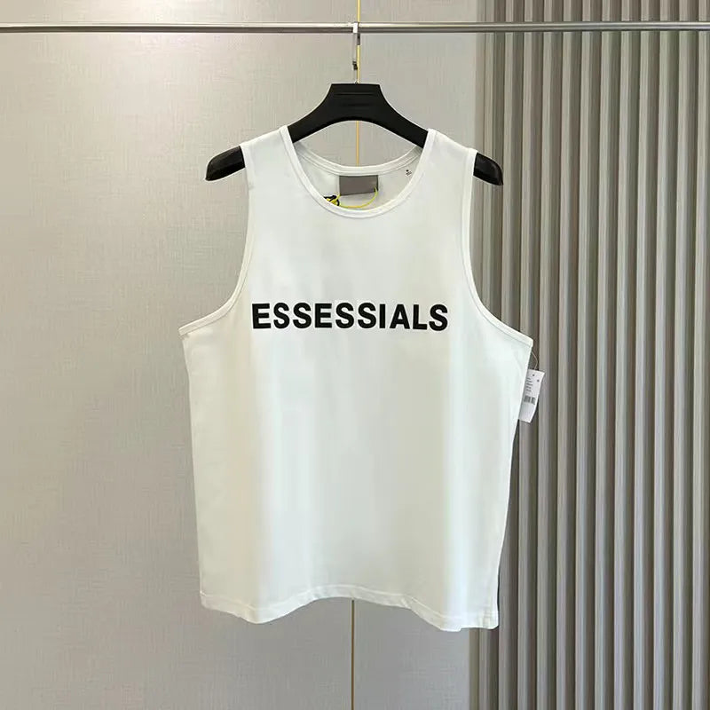 ESS Mens Tank Top t shirt trend brand three-dimensional lettering pure cotton lady sports casual loose high street sleeveless Vest Top EU Size S-XL