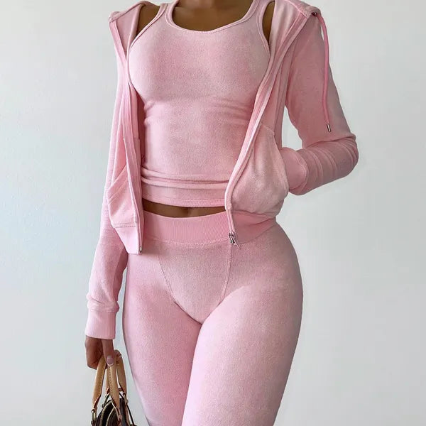 Womens Tracksuits Cropped Jacket Tracksuit Two Piece Set Elegant 2 Pieces Sets Women Luxury Outfit Sweatsuit Velour Zip Up Hoodie Jackets 230113