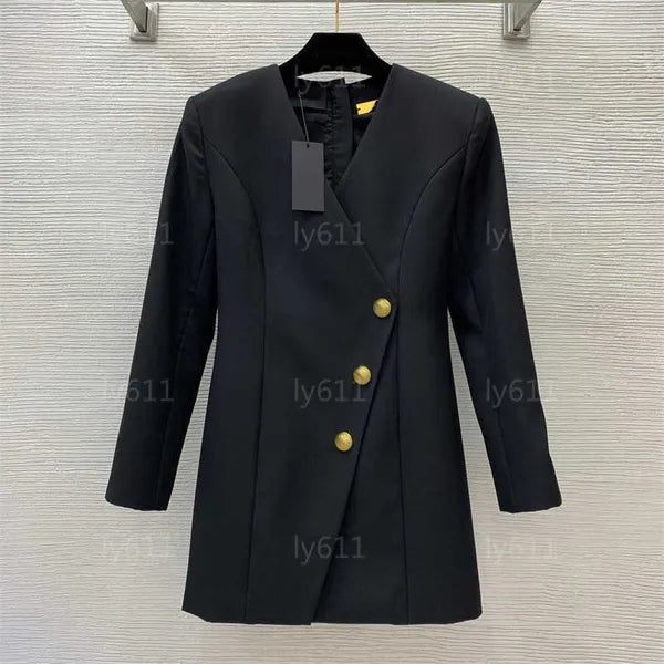 Party Dresses for Woman Designer Black Partydress Big Diamond Buckle Decoration Slim Fit Long Sleeved Veet Dress Vestidos Womens Clothes