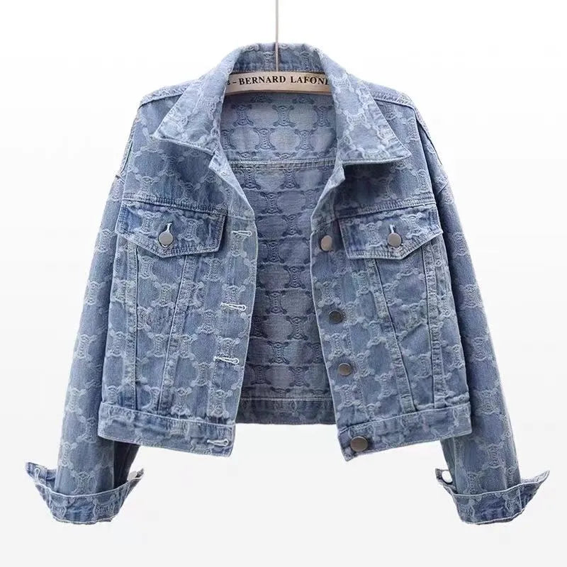 Women's Jackets Rugod New Vintage Letter Print Frayed Jean Jacket Women Autumn Winter Ripped Hole Denim Coat Female Bomber Casaco Denim Jacket