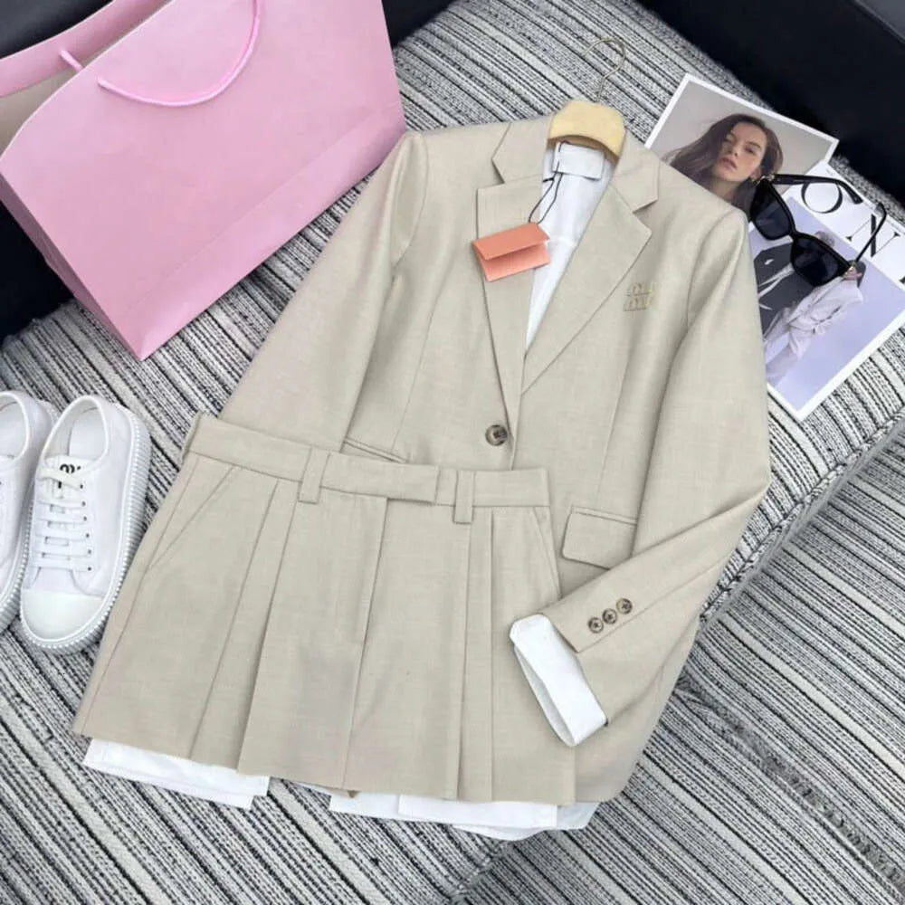 spring women skirt set designer skirts sets fashion letter rhinestone blazer top casual high waist luxury skirt womens two-piece Set