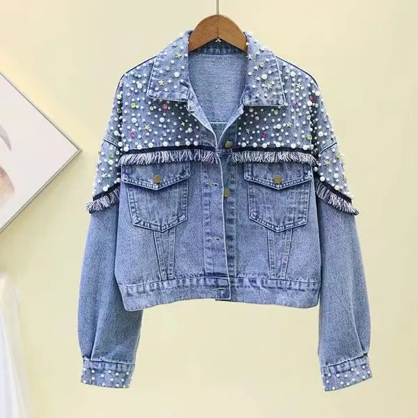 Women's Jackets Rugod New Vintage Letter Print Frayed Jean Jacket Women Autumn Winter Ripped Hole Denim Coat Female Bomber Casaco Denim Jacket