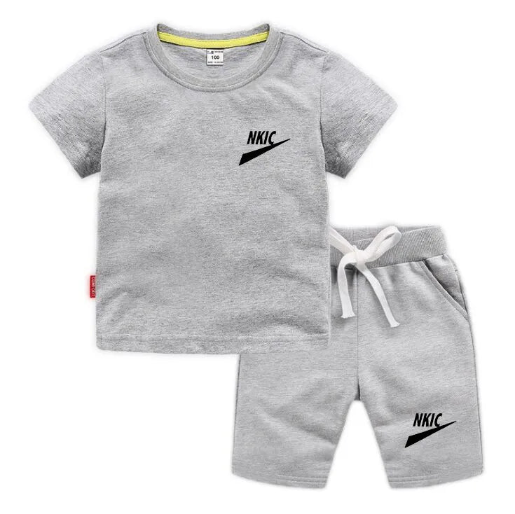 2pcs New Kids Clothing Sets Summer Brand Print Baby Boy Sport Outfits Children Clothes Sets Clothing T-Shirt Shorts Set for Toddler Girls