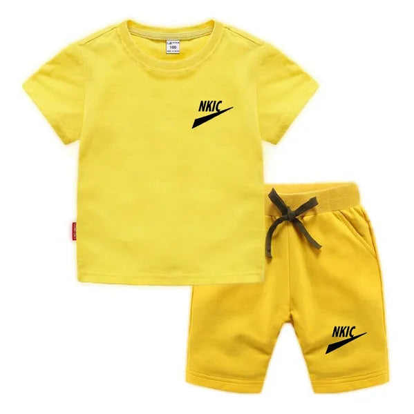 2pcs New Kids Clothing Sets Summer Brand Print Baby Boy Sport Outfits Children Clothes Sets Clothing T-Shirt Shorts Set for Toddler Girls