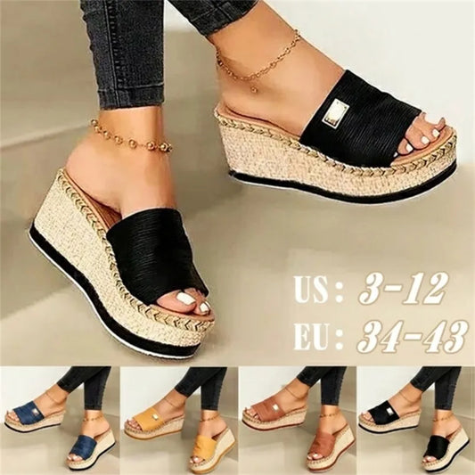 Womens High Heels Sandal Thick Bottom Casual Shoes Ladies Leisure Summer Wedges Sandals Woman Shoes Women Platform Mules Slipper 220406