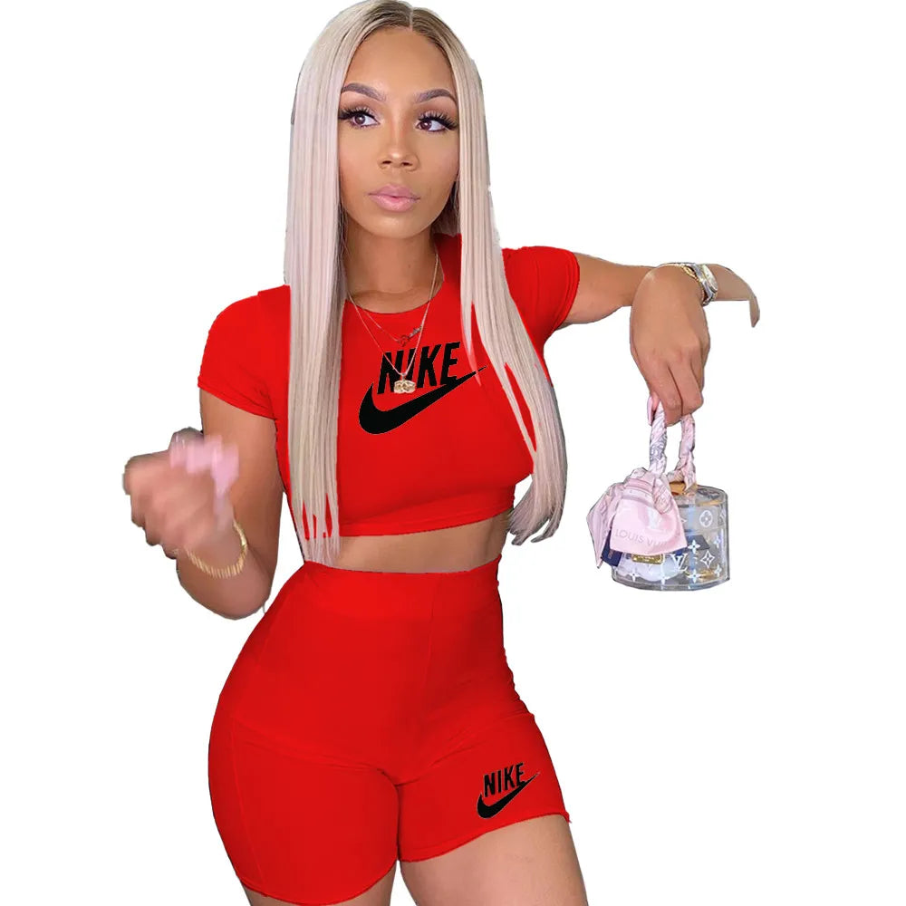 2024 Designer Brand tracksuits summer women outfits plus size 2XL Short sleeve T-shirt crop top and shorts two piece sets Casual Jogging suits Active Sportswear 7850-7