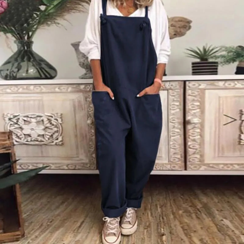 Women's Jumpsuits & Rompers Womens Jumper Overalls Cami Loose Romper Oversize Ladies Dungarees Jumpsuit Pockets Tank Pants Plus Size S-5XLWo