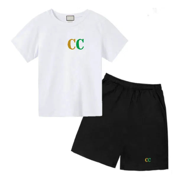 3 models Summer Designers clothes Kids Clothing Sets short-sleeved T-Shirt shorts round neck two-piece sportswear for boys and girls printing''gg''WMMS