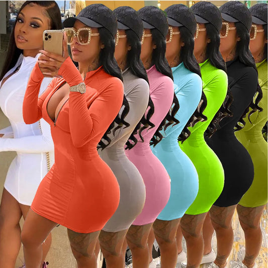 Plus Size Clothing Sexy Bodycon Mini Dress Long Sleeve Fall Clothes for Women Fashion Oversized Vestidos Night Party Club Dresses